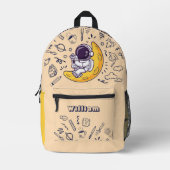 Personalized Doodle Space Planets Back to School プリントバックパック (正面)