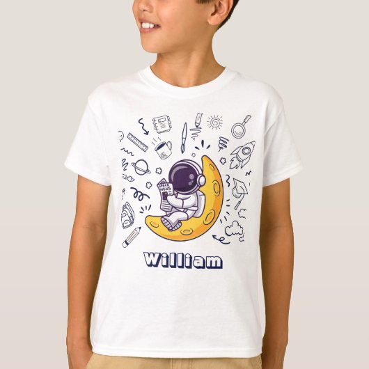 Personalized Doodle Space Planets Back to School Tシャツ (正面)