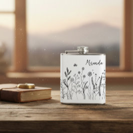 Personalized Doodle Wild Plants Vinyl Wrapped Flas フラスク