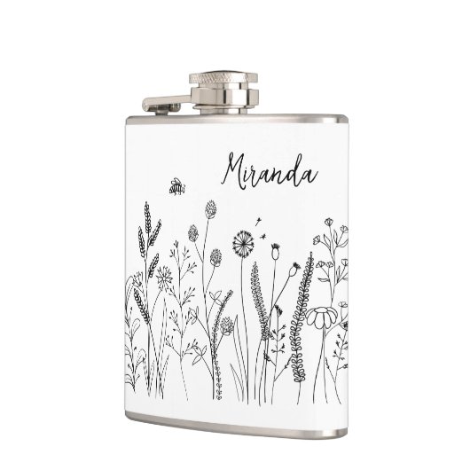 Personalized Doodle Wild Plants Vinyl Wrapped Flas フラスク (左)