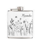 Personalized Doodle Wild Plants Vinyl Wrapped Flas フラスク (正面)
