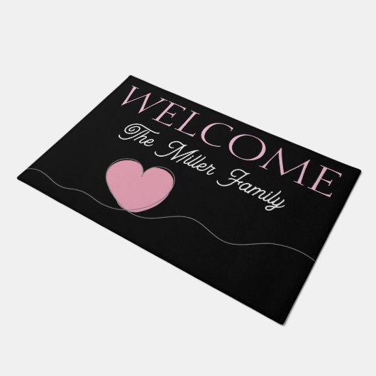 Personalized doormat heart personalized ドアマット (アングル)