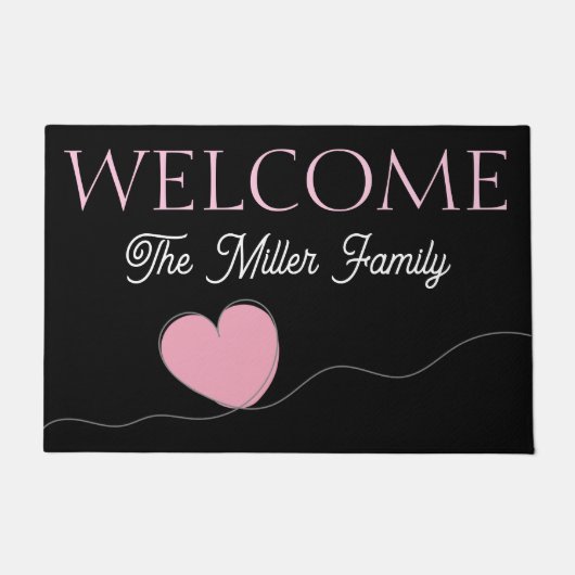 Personalized doormat heart personalized ドアマット (正面)