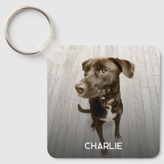 Personalized Double Sided Pet Dog Two Photo キーホルダー (正面)
