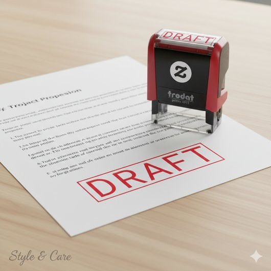 Personalized DRAFT Label Self Inking Stamp Design セルフインキングスタンプ