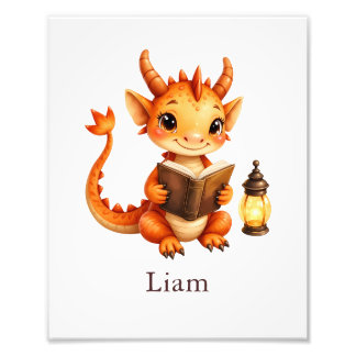 Personalized Dragon Art Print Custom Nursery Kids  フォトプリント