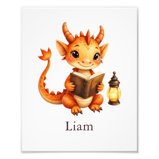 Personalized Dragon Art Print Custom Nursery Kids  フォトプリント (正面)