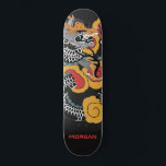 Personalized Dragon Skateboard スケートボード<br><div class="desc">Personalized bold Asian art dragon skateboard with your name in a red sans serif type. Bold red orange and black.</div>