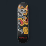 Personalized Dragon Skateboard スケートボード<br><div class="desc">Personalized bold Asian art dragon skateboard with your name in a red sans serif type. Bold red orange and black.</div>