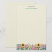 Personalized Dragonfly Flower Field Custom Name 便箋 (正面/裏面)