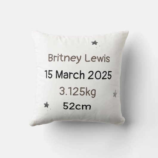 Personalized Dream Big - Custom Name & Birth Stats クッション (裏面)