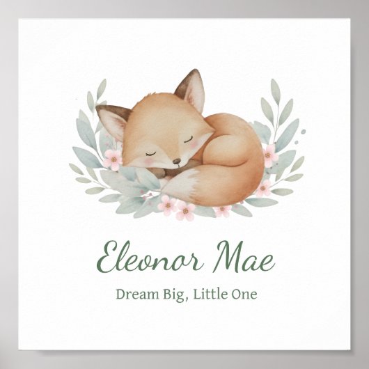 Personalized Dream Big, Little One Nursery Wall ポスター (正面)
