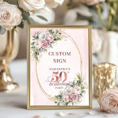 Personalized Dreamy Blush Floral 50 Birthday 8x10 ポスター