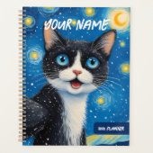 Personalized Dreamy Moon Cat Starry Night Planner プランナー手帳 (正面)