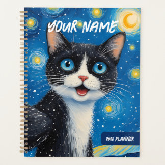 Personalized Dreamy Moon Cat Starry Night Planner プランナー手帳