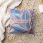 Personalized Dreamy Pastel Iridescent Satin Waves  クッション (ブランケット)