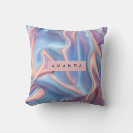 Personalized Dreamy Pastel Iridescent Satin Waves  クッション (正面)