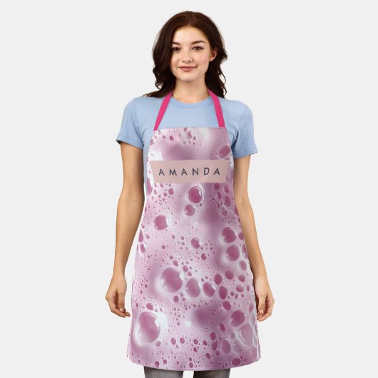 Personalized Dreamy Pastel Pink Bubble  エプロン (着用した状態)