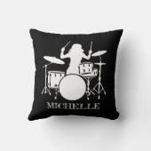 Personalized Drummer Girl | Drums Drummer Gift クッション (裏面)