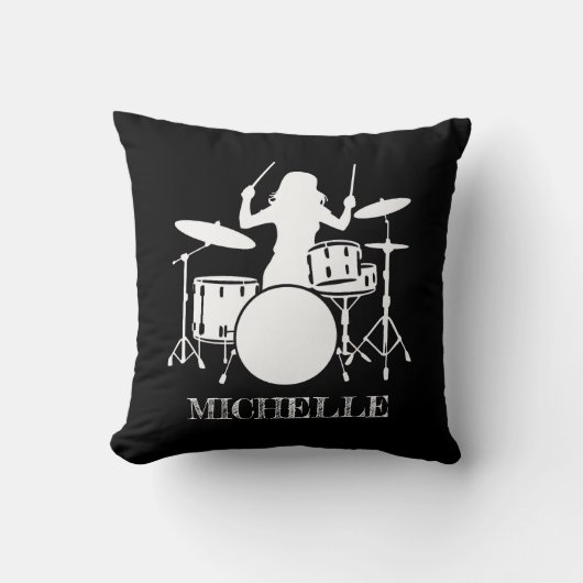 Personalized Drummer Girl | Drums Drummer Gift クッション (正面)