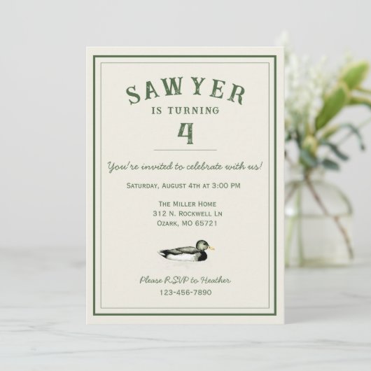 Personalized Duck Birthday 招待状 (スタンド正面)