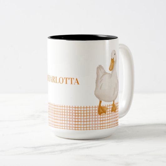 Personalized Duck – Cute Farm Animal Design  ツートーンマグカップ (正面右)