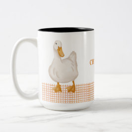 Personalized Duck – Cute Farm Animal Design  ツートーンマグカップ