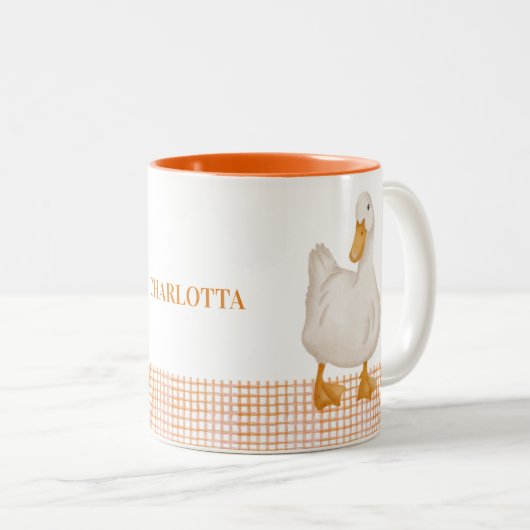 Personalized Duck Mug – Cute Farm Animal Design wi ツートーンマグカップ (正面右)