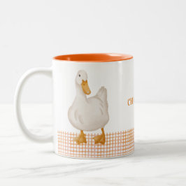 Personalized Duck Mug – Cute Farm Animal Design wi ツートーンマグカップ