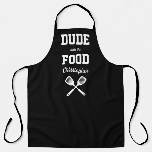 Personalized Dude with the Food Black Grilling エプロン (正面)