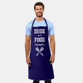 Personalized Dude with the Food Navy Blue Grilling エプロン (着用した状態)