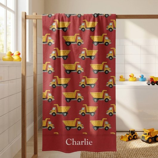Personalized Dump Truck Kids ビーチタオル