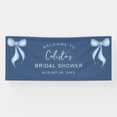 Personalized Dusty Blue Bow Welcome Bridal Shower 横断幕 (横)