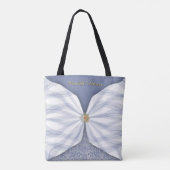 Personalized Dusty Blue Jewel Textile Illusion トートバッグ (裏面)