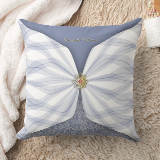 Personalized Dusty Blue Textile Illusion クッション (ブランケット)