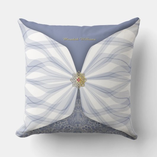 Personalized Dusty Blue Textile Illusion クッション (正面)