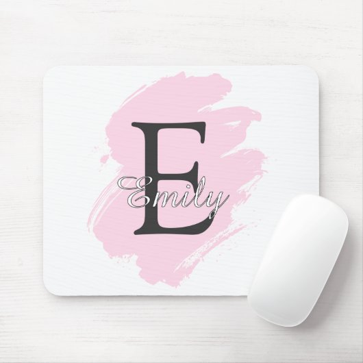 Personalized Dusty Rose Monogram Mouse Pad マウスパッド (マウス)