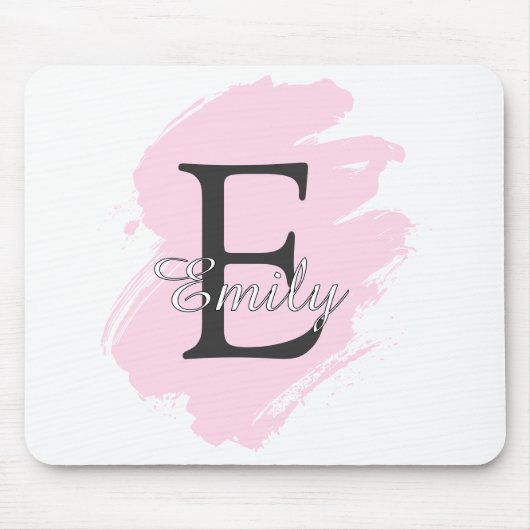 Personalized Dusty Rose Monogram Mouse Pad マウスパッド (正面)
