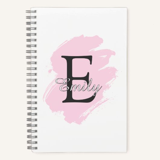 Personalized Dusty Rose Monogram Spiral Notebook ノートブック (正面)