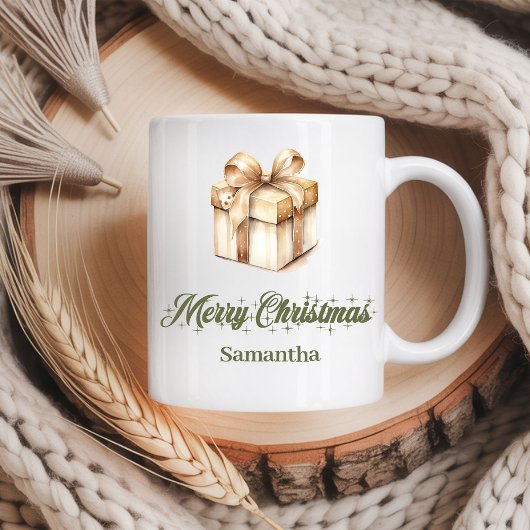 Personalized Earthy Christmas Coffee Mug コーヒーマグカップ