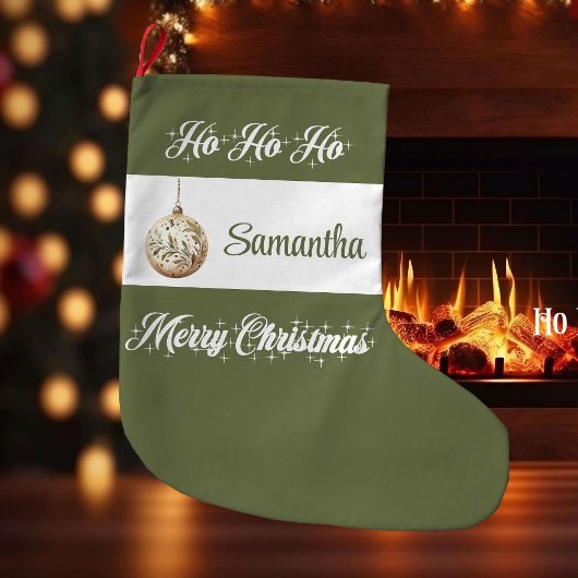 Personalized Earthy Tone Christmas Stocking ラージクリスマスストッキング