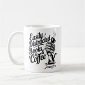 Personalized Easily Distracted By Books & コーヒーマグカップ (左)