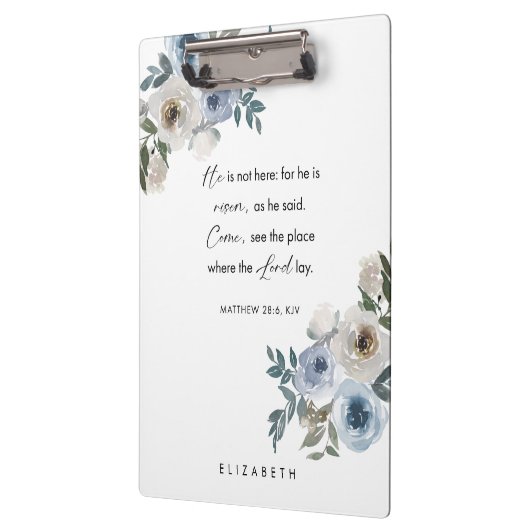 Personalized Easter Bible Verse Floral Christian クリップボード (左)