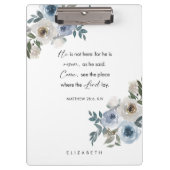 Personalized Easter Bible Verse Floral Christian クリップボード (正面)