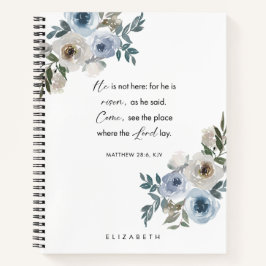 Personalized Easter Bible Verse Floral Christian ノートブック