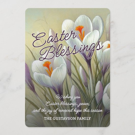Personalized Easter Blessings Crocus Floral Card シーズンカード (正面)
