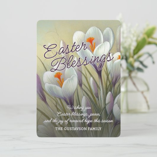 Personalized Easter Blessings Crocus Floral Card シーズンカード (スタンド正面)