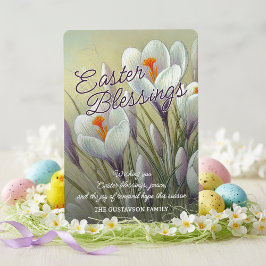 Personalized Easter Blessings Crocus Floral Card シーズンカード