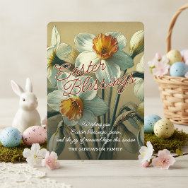 Personalized Easter Blessings Daffodil Floral Card シーズンカード