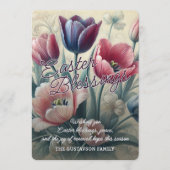 Personalized Easter Blessings Tulips Floral Card シーズンカード (正面)